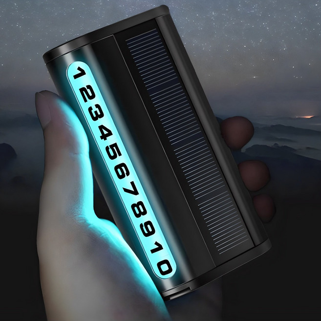 치트몰 태양광 충전 LED 주차 번호판 (3가지 컬러), 블랙, 1개