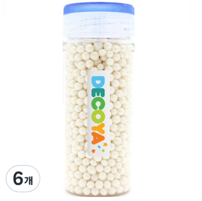 데코야 트윙클 펄 아라잔 화이트 간편용기 (스프링클/제과제빵/데코), 6개, 65g