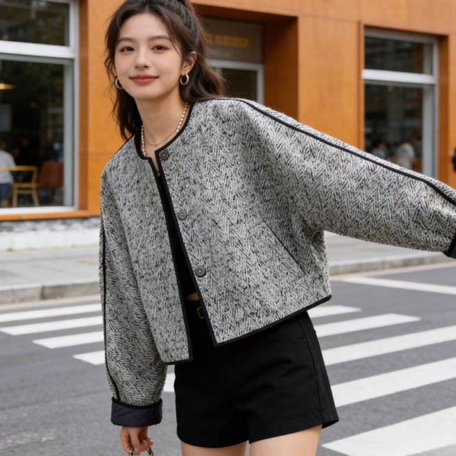 COSYEVNO 여성자켓 봄 가을 빅사이즈 루즈핏 패션 빈티지 긴팔 짧은 상의 CXJjk-17