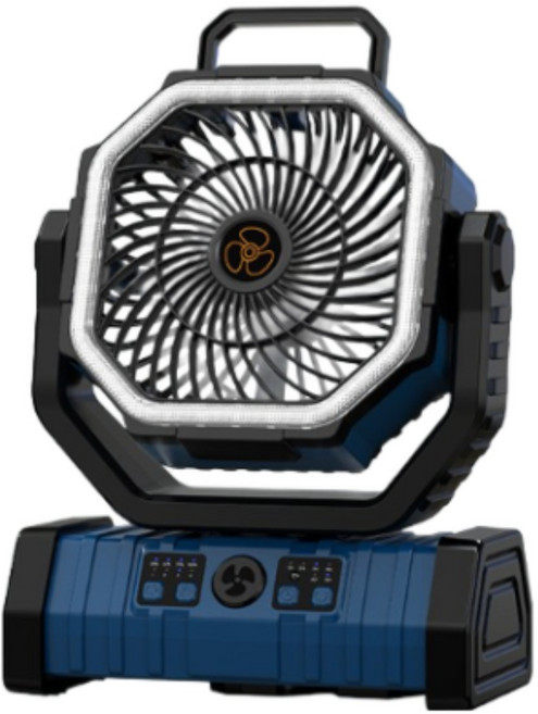 신맥스 F6 야외 캠핑용 무선 피크닉 선풍기 충전식 휴대용 20000mAh 초대용량 배터리 4단계 풍량 LED조명 무소음 탁상용 각도조절 차량용 자연재해 용품 행거식 에너지 절약, 블루