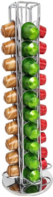 네스프레소 커피캡슐 40개의 캡슐 보관 회전 홀더, 1개, Silver