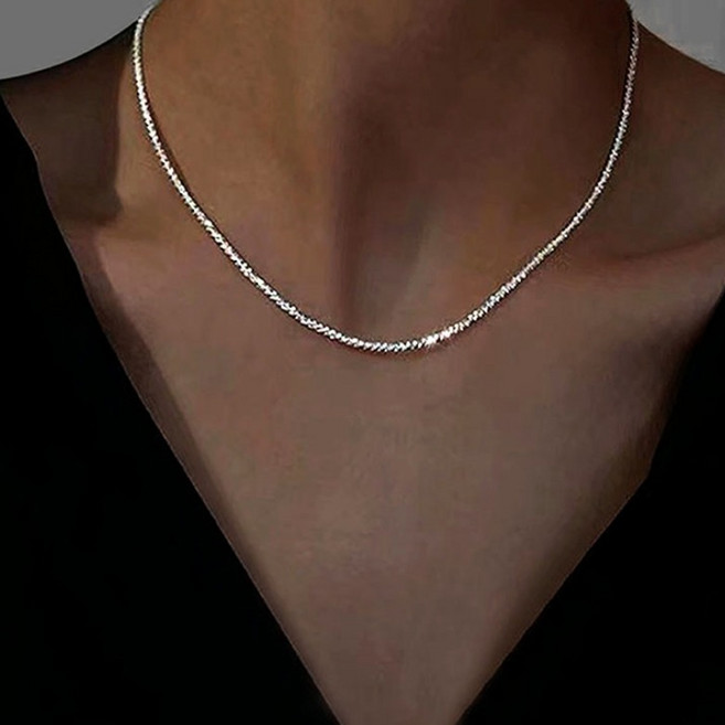 FANSYLI 목걸이줄 기본 레이어드 얇은 은도금 목걸이 행운 재물운 초커목걸이 여자친구생일선물 0326JLL034