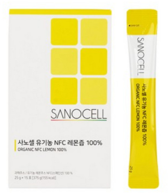 사노셀 유기농 NFC 레몬즙 스페인 Murcia 레몬 100%, 2개, 375g