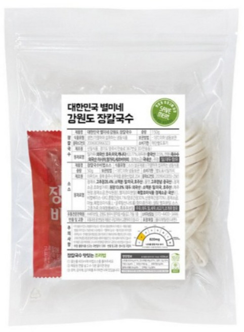 강원도 명물 장칼국수 (감자생면 2팩+비법소스 2팩) / 개별포장, 5세트, 400g