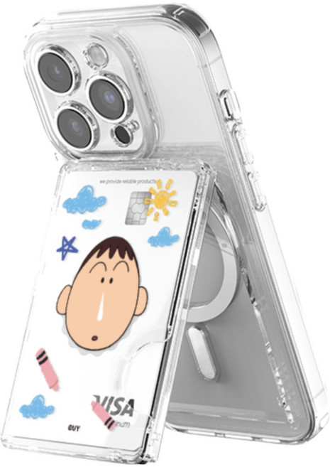 짱구 마그네틱 멀티 스탠드 카드지갑 (맥세이프 호환), 1개, 유치원 친구들_맹구