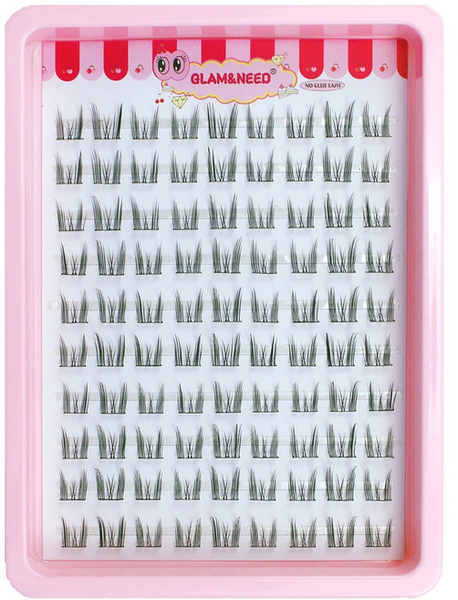 glam&need 반짝반짝 빛나는 고양이 스타일 눈매가 필요할 때 노글루 10줄 90가닥 대용량 속눈썹 아이돌 손눈썹 3D 인조속눈썹, 1개, 고양이 스타일 속눈썹 90가닥