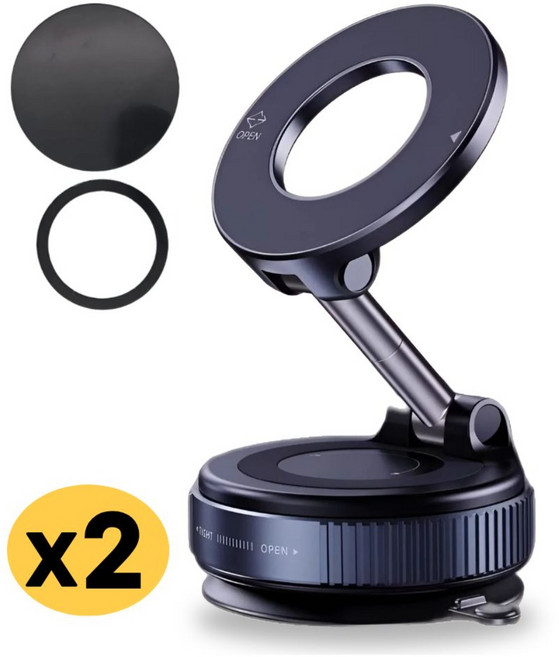 퀄스 360도 차량용 맥세이프거치대 3세대 초강력 진공흡착식 핸드폰 태블릿 거치대, 2개