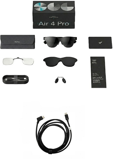 TCL RayNeo Air4 Pro + 1.8M 전용케이블[공식스토어] / AR글래스 / Bang Olufsen Audio / HDR지원 / 스마트안경, 1개, RayNeo Air4 Pro/XRGF39