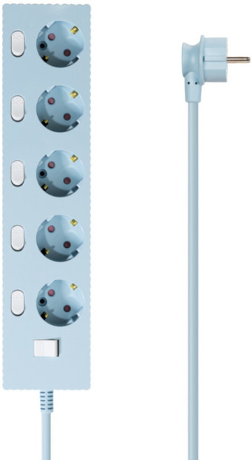 파워존 4000W 고용량 웨이브 개별스위치 과부하차단 5구 멀티탭 콘센트 50cm 1.5m 3m 5m 7m, 개별스위치 5구1.5m 파스텔블루, 1개