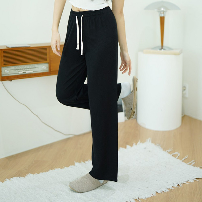 1+1 쿨썸머 찰랑핏 스판 와이드 팬츠 편한 밴딩 바지