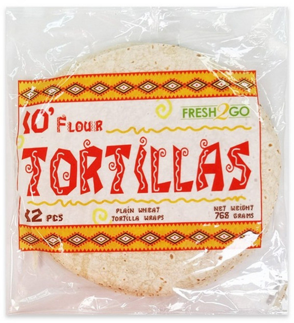 Fresh2Go Tortilla Bread (Roti) 10 Inch (12pcs) (2+1) 2304g 또띠아 10인치, 3개, 768g
