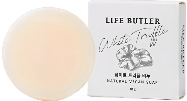 [영국비건인증] LIFE BUTLER 생활집사 여행용 프리미엄 화이트 트러플 수제 천연비누 솝, 1개, 30g