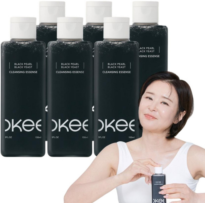 흑진주 흑효모 클렌저 클렌징폼 저자극 약알칼리 세안제 모공세정 피지 블랙헤드 케어 진정보습 모공세정력 99.8% 오키뷰티 화장품, 6개, 150ml