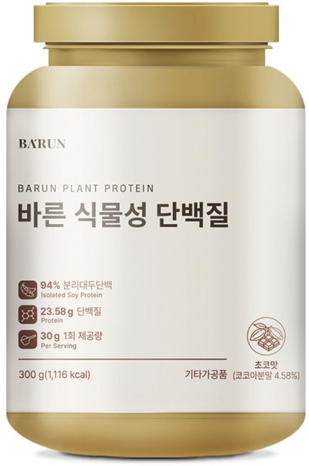 바른 식물성 단백질 프로틴 유당 콜레스테롤 제로, 300g, 1개