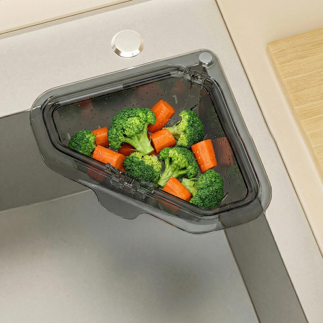 혼반홈 자석고정 원터치 삼각 싱크대 거름망 음식물 물빠짐 바구니 1+1개, 연회색[1+1], 2개