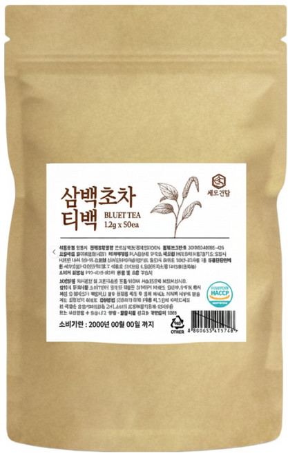 국산 삼백초차 티백 카페인없는 차, 1개, 50개입, 1.2g