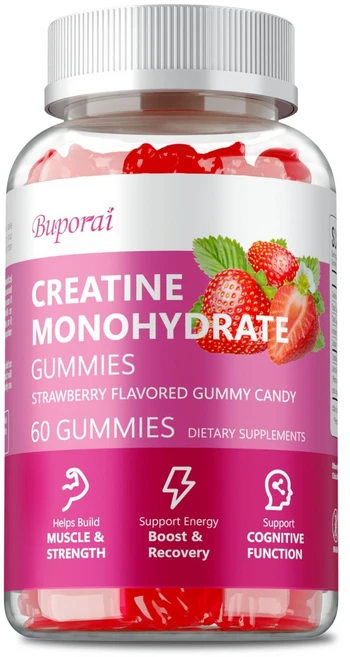 크레아틴 모노하이드레이트 젤리 - 순수 근육량 증가 글루텐 프리 근육 에너지 및 인지 기능 지원, 1개, 60정 - 쿠팡