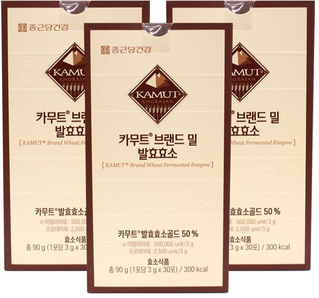 종근당건강 카무트 브랜드 밀 발효효소 30p, 90g, 3개
