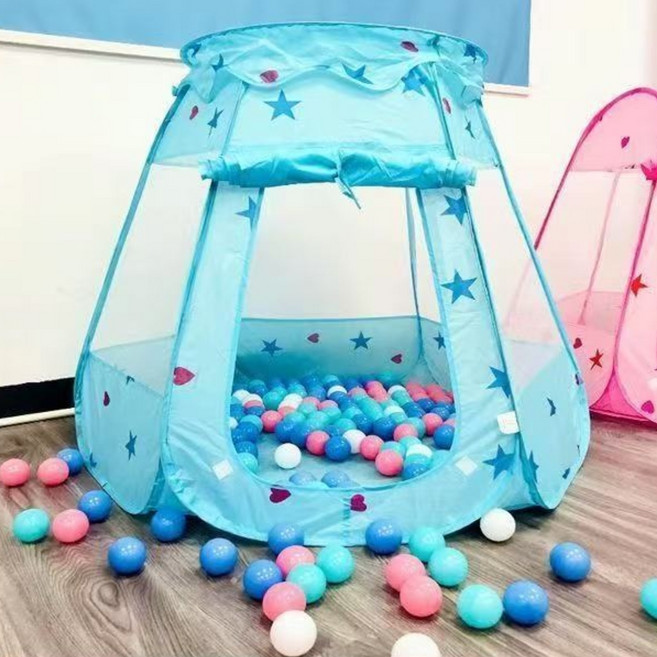 joyoki어린이 오션볼 펜스 텐트 남녀 아기 가정용 실내외 접이식 포포볼 드리블 농구장, 블루 스타 육각 텐트