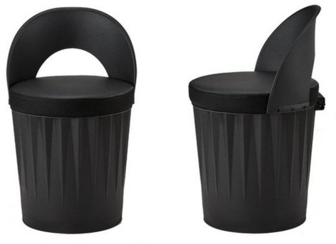 파란들 드럼체어 일체형 스툴의자 등받이형 블랙 1개, 2개