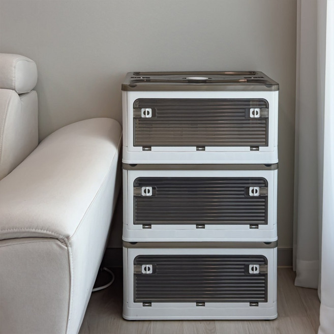 코드86 리빙박스 접이식 의류 수납 정리함 펜트리 폴딩박스, 중형, 화이트, 1개