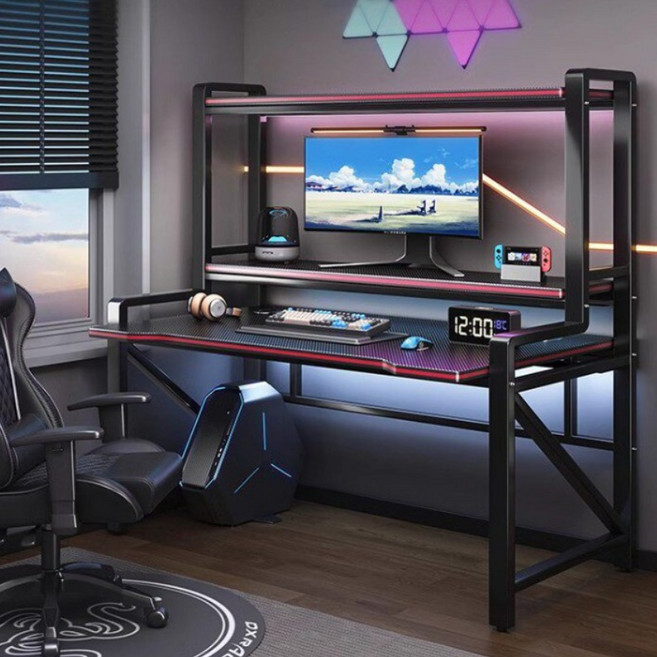 Tixpra 튼튼한 사무용 컴퓨터 책상 철제 책상 학생 책상 카본 패턴 컴퓨터책상, 블랙