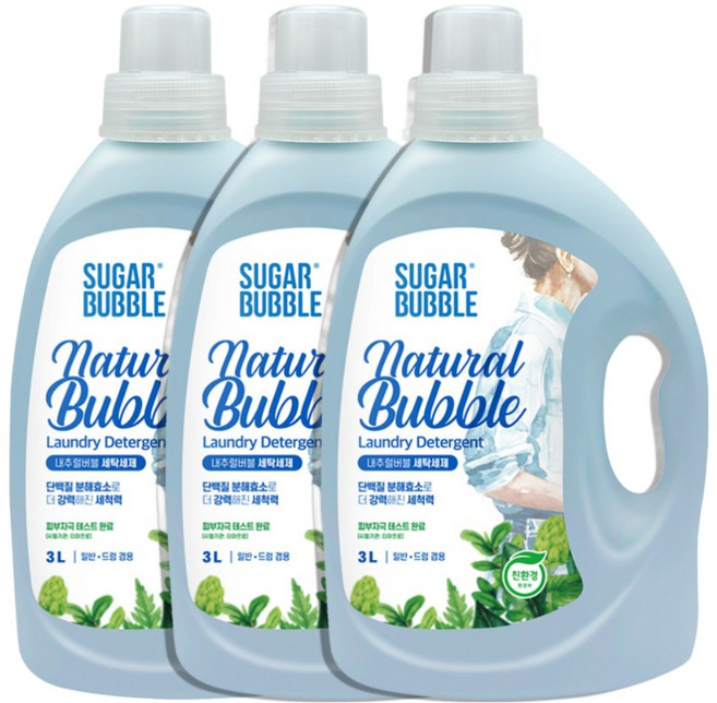 [이찬원세제] 슈가버블 세탁세제 내추럴버블 3L, 3개