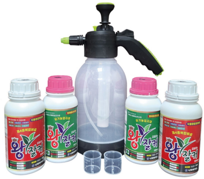 [인포벨] 김일호 왕잘커 식물 영양제 병해충 방제 작물 성장 텃밭 화분 화초 병충해 뿌리 스프레이, 4개, 500ml