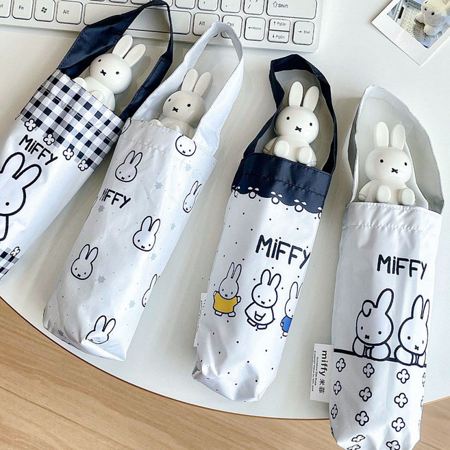 미피 토끼 5단 우산 귀엽고 아담한 휴대용 양산 자외선 차단 접이식 암막 양우산 겸용