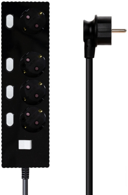 파워존 4000W 고용량 웨이브 개별스위치 과부하차단 4구 멀티탭 콘센트 50cm 1.5m 3m 5m 7m, 개별스위치 4구50cm 블랙, 1개