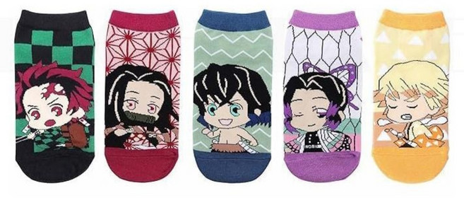 귀멸의 칼날 캐릭터 발목양말 5종세트 주니어 성인 탄지로 네즈코 시노부 젠이츠 이노스케