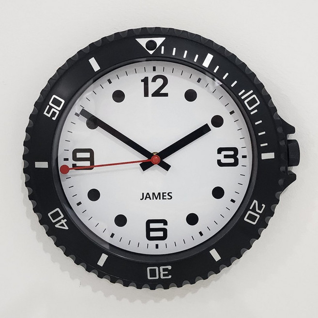 벽걸이 인테리어 거실 무소음 디자인 고급 벽시계, 매트 블랙