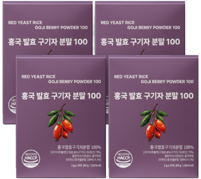 순수 홍국발효 국산 청양 구기자 분말 가루 스틱, 4박스, 60g