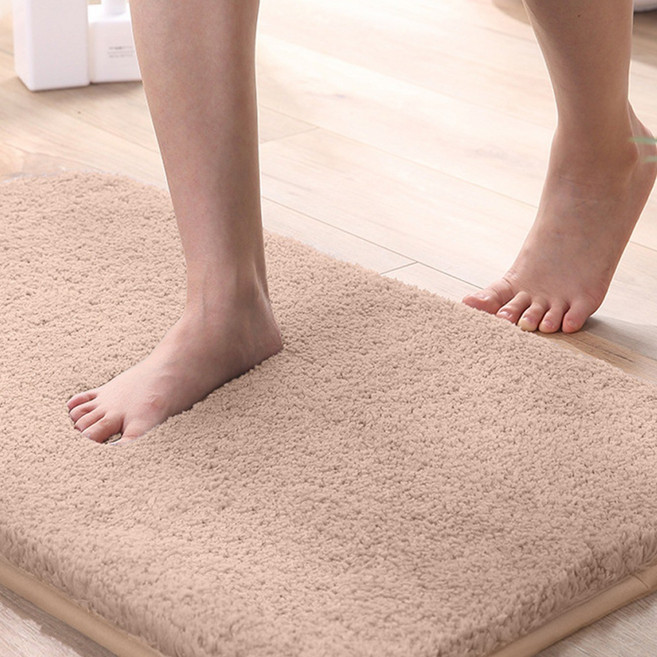 HUIstore 빨아쓰는 호텔 욕실 발매트, 연베이지