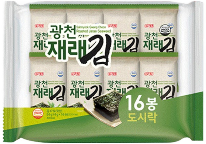 삼육김 광천 재래김 16p, 64g, 8개