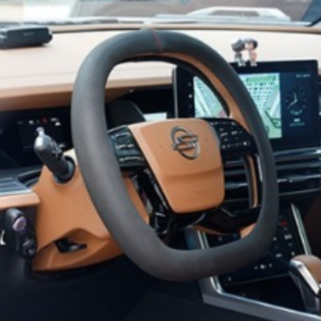 기아 PV5 핸들커버 리얼가죽 사각 제트비, 블랙