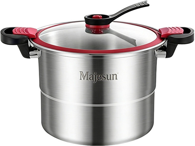 Majesun 304 스텐 다용도압력냄비저압냄비 압력밥솥인덕션 겸용, 1개, 본색, 7L
