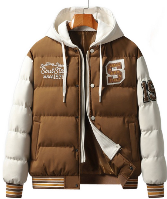 POMTOR남자 겨울 도톰하고 따뜻한 패딩 슬림핏 후드 야구점퍼