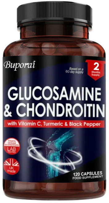 글루코사민과 콘드로이틴 고강도 - MSM 함유 비타민 C 글루코사민 황산염 콘드로이틴 황산염 글루텐 프리 GMP 함유, 1개, 60정