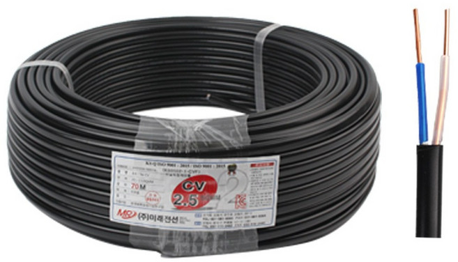 국산 야외에서 사용하는 전선 케이블, SV(CV)2.5SQ전선-70M, 1개
