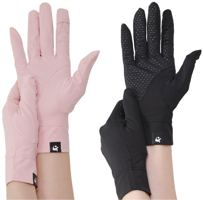 지플릭스 여성 논슬립 자외선차단 운전 등산 장갑 1+1 세트, 핑크+블랙, 1개