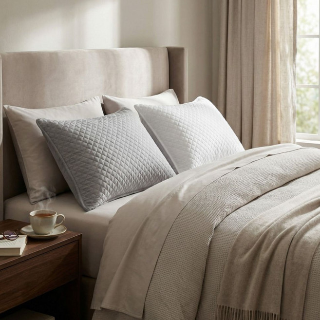 [프리미엄] 3중구조 숙면 퀄팅 베개커버 땀흡수 통기성 위생 베갯잇 48x74cm