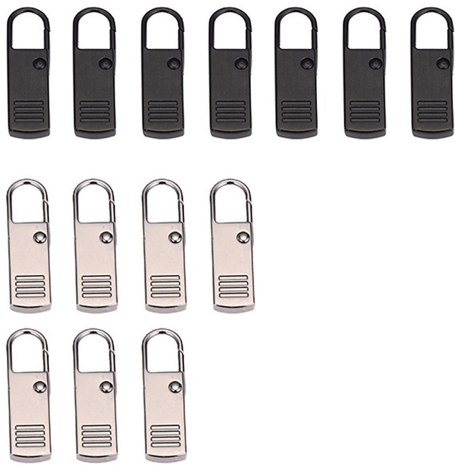 루니바 원터치 만능 지퍼 고리 14p 세트, 14개, 검은색7은색7