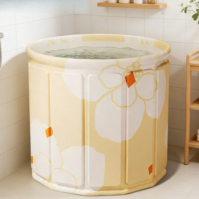 접이식 욕조 가정용 욕조 목욕통 이동식 욕조 욕실 욕조 대형 목욕통, 옐로우, 1개