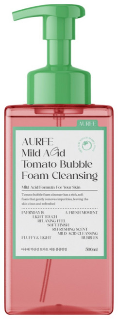 [모공 노폐물 98% 개선] 아우페 약산성 토마토 폼클렌징 저자극 대용량 세안제 폼클렌저 여성 폼클렌징 1위 클렌징폼 클린징폼, 1개, 500ml