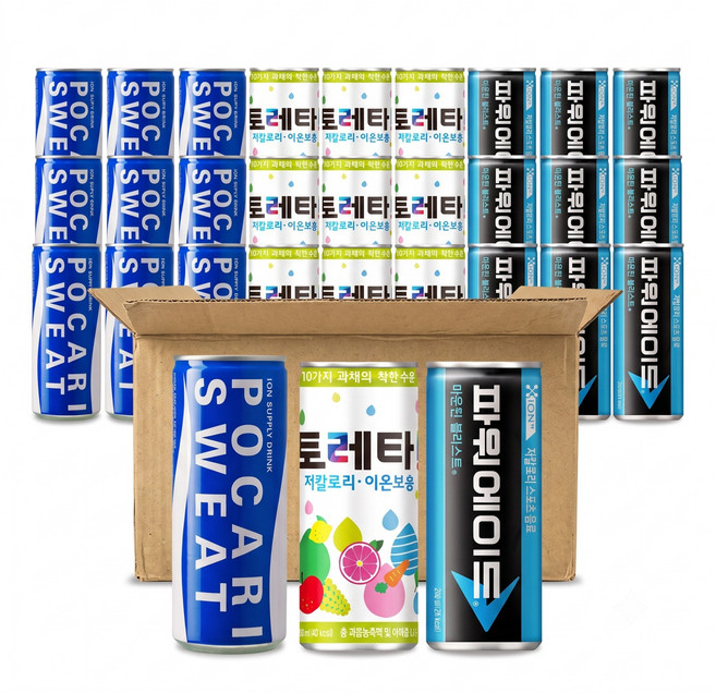 [여름한정] 포카리스웨트 240ml 10캔 + 파워에이드 240ml + 토레타 240ml 10캔 10캔 이온음료캔 SET, 1박스