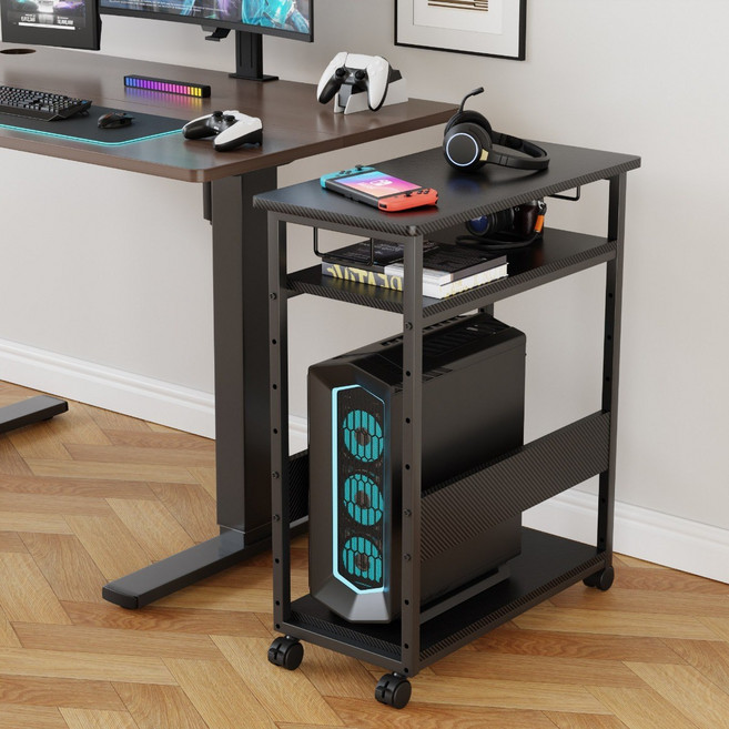 Homall 본체 선반 데스크 확장 사이드 테이블 책상 보충 선반, 블랙, 1개