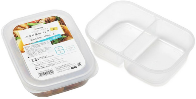 믿을 수 있는 품질 MADE IN JAPAN 플라스틱 2칸 반찬 찬합 도시락 밀폐통, 2개