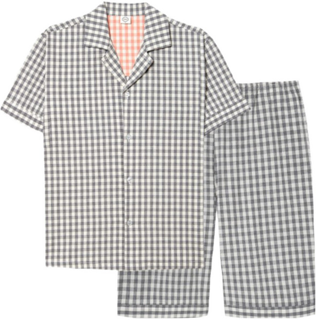 홈이 트라이 남성용 고급 순면 반팔 파자마세트