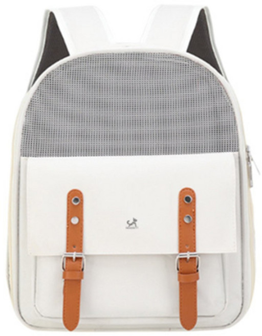 딩동펫 반려동물 심플 베이직 메쉬 백팩 이동가방, 화이트, 1개